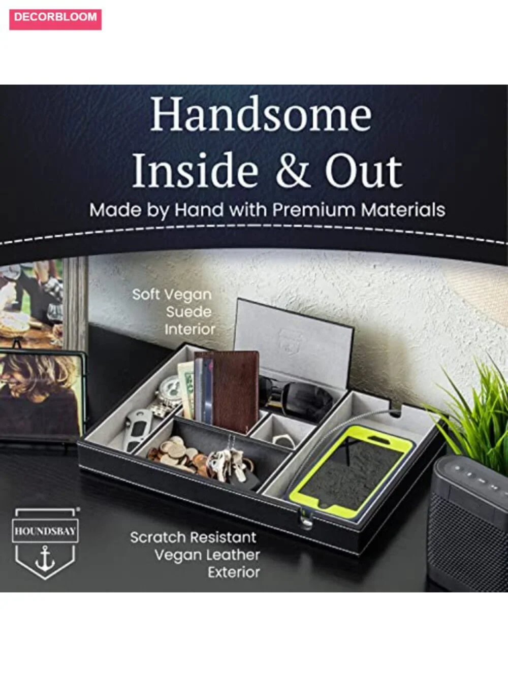 Handmade PU Leather EDC Tray, Nightstand Organizer, Scratch Resistant